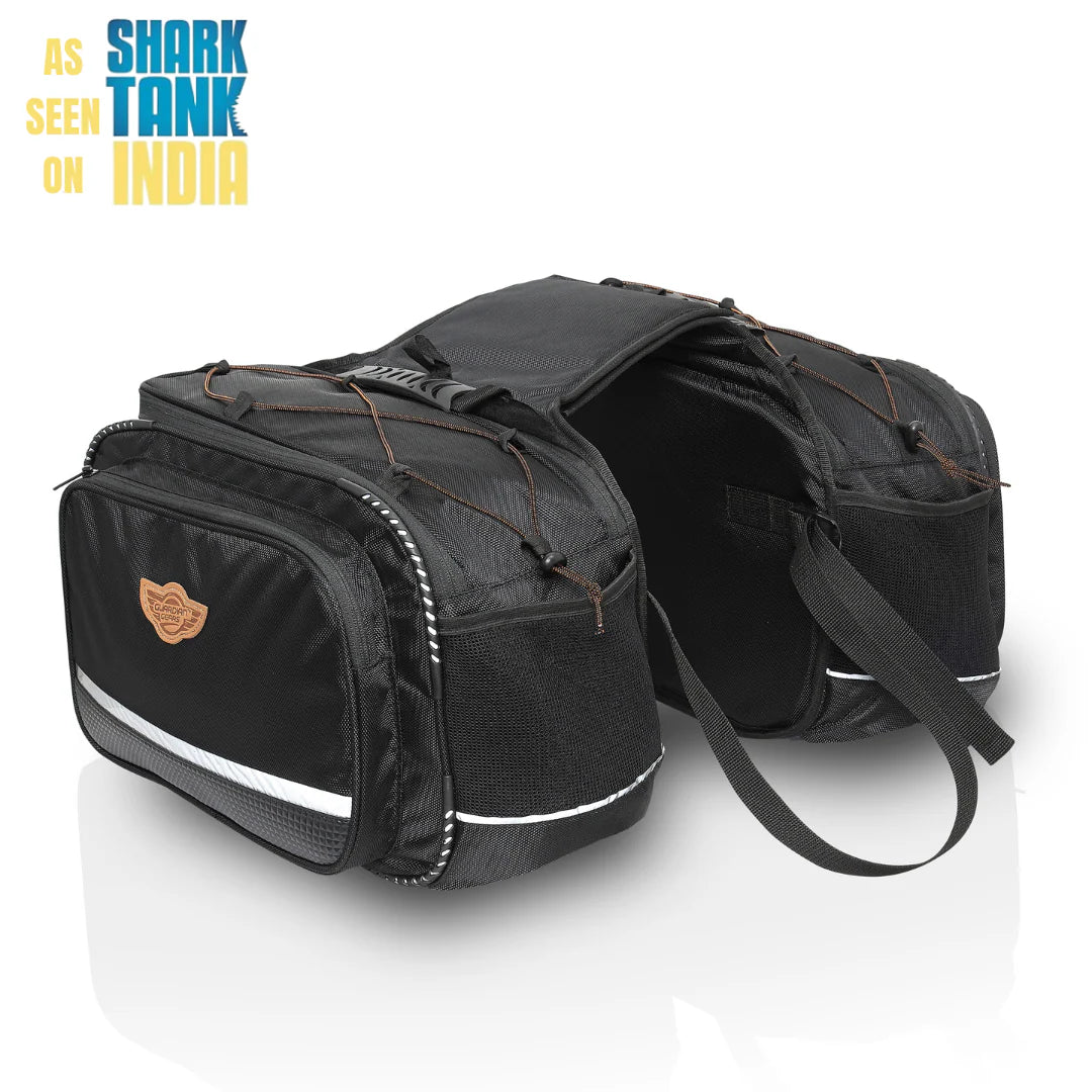 Guardian Gears Mustang 50Ltrs Saddlebags (Black) with Waterproof Rain Covers