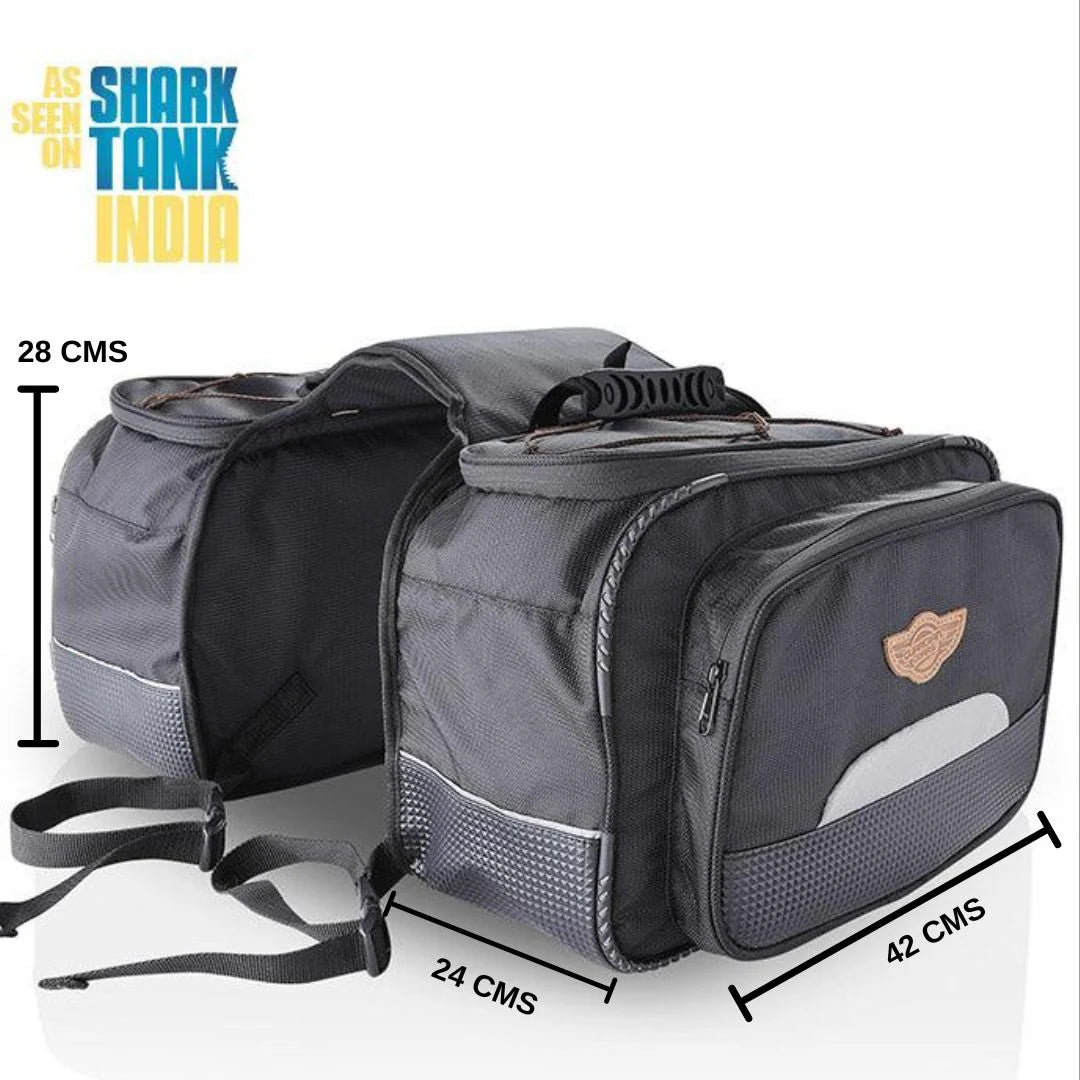 Guardian Gears Mustang 50Ltrs Saddlebags (Black) with Waterproof Rain Covers